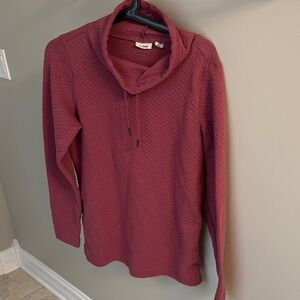 L.L. Bean Quilted Cowl Neck Sweater - Maroon Small